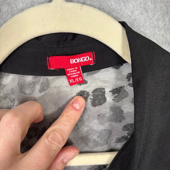 Bongo Shirt Womens XL Animal Leopard Tunic Sheer Blouse High Low Witchy Flowy - Picture 8 of 14